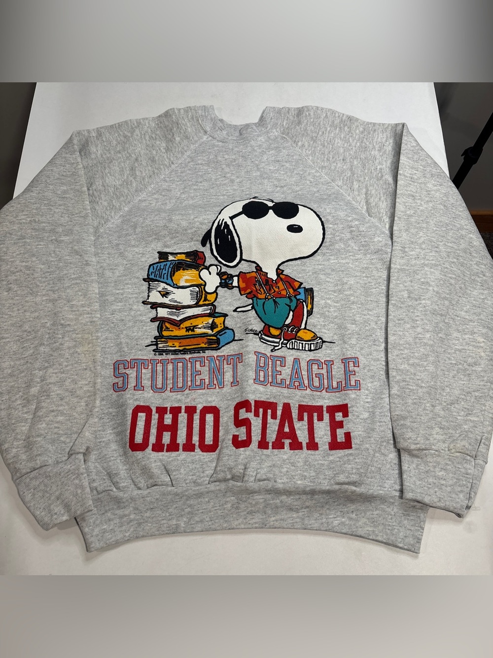 VTG Ohio State Joe Buckeye Snoopy Peanuts Sweatshirt 70s Red Vtg XL Artex
